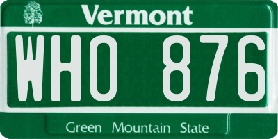 VT license plate WHO876
