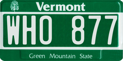 VT license plate WHO877