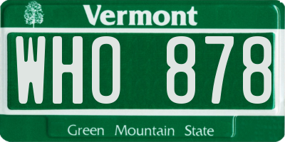 VT license plate WHO878