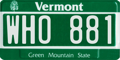 VT license plate WHO881