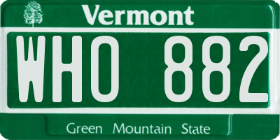 VT license plate WHO882