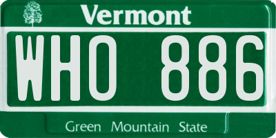 VT license plate WHO886