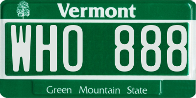 VT license plate WHO888