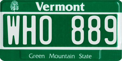 VT license plate WHO889