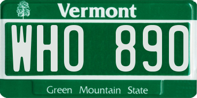 VT license plate WHO890