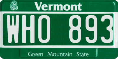 VT license plate WHO893
