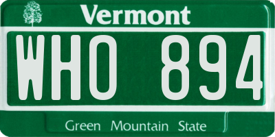 VT license plate WHO894
