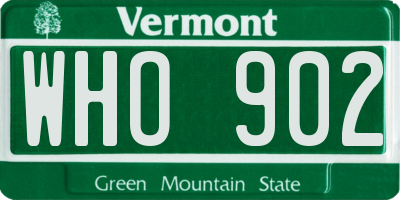 VT license plate WHO902