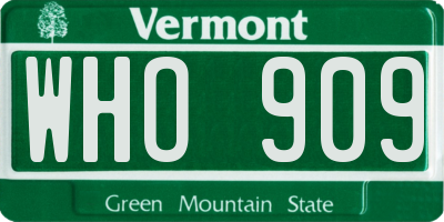 VT license plate WHO909