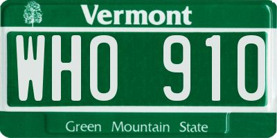 VT license plate WHO910