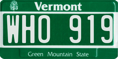 VT license plate WHO919