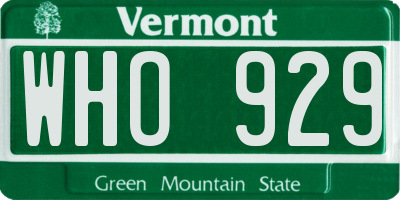 VT license plate WHO929