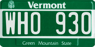 VT license plate WHO930