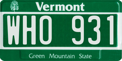 VT license plate WHO931