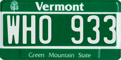 VT license plate WHO933