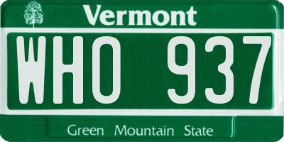 VT license plate WHO937