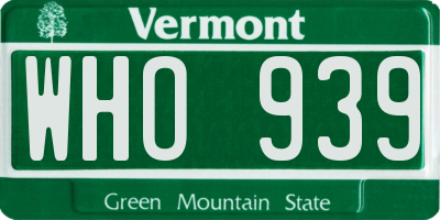 VT license plate WHO939