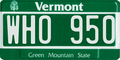 VT license plate WHO950