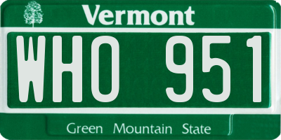 VT license plate WHO951