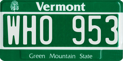 VT license plate WHO953