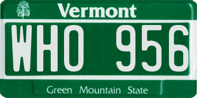 VT license plate WHO956
