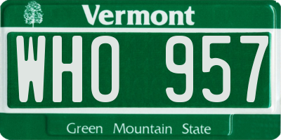 VT license plate WHO957