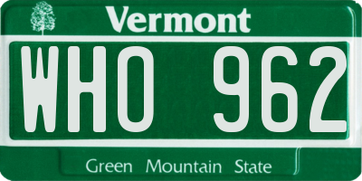 VT license plate WHO962