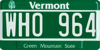 VT license plate WHO964