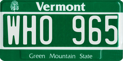 VT license plate WHO965