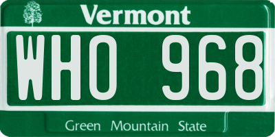 VT license plate WHO968