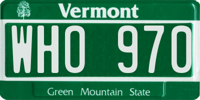 VT license plate WHO970
