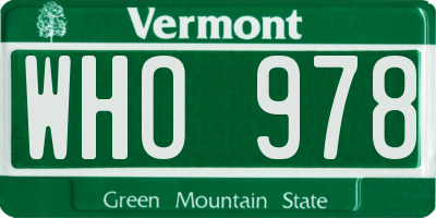 VT license plate WHO978
