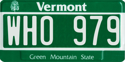 VT license plate WHO979