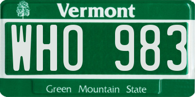 VT license plate WHO983