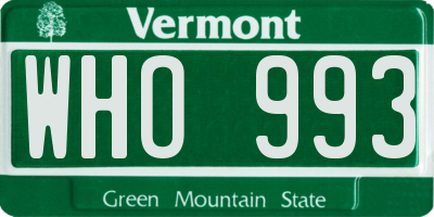 VT license plate WHO993