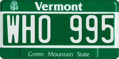 VT license plate WHO995