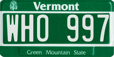 VT license plate WHO997