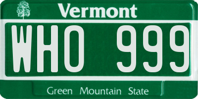 VT license plate WHO999