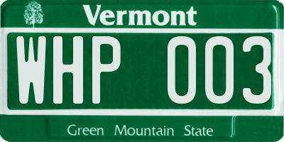 VT license plate WHP003