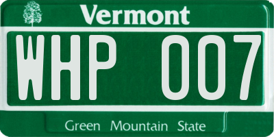 VT license plate WHP007