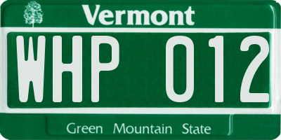 VT license plate WHP012