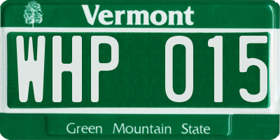 VT license plate WHP015