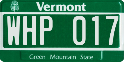 VT license plate WHP017
