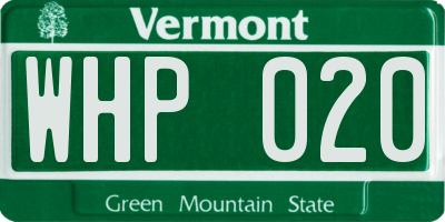VT license plate WHP020