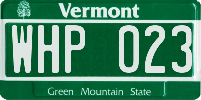 VT license plate WHP023
