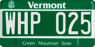 VT license plate WHP025