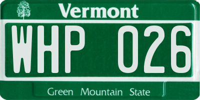 VT license plate WHP026