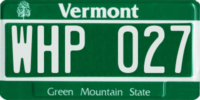 VT license plate WHP027