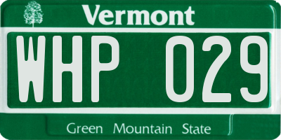 VT license plate WHP029