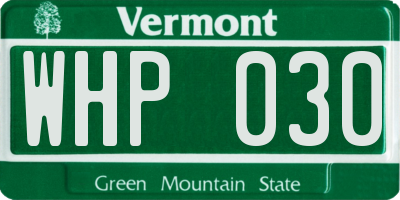 VT license plate WHP030
